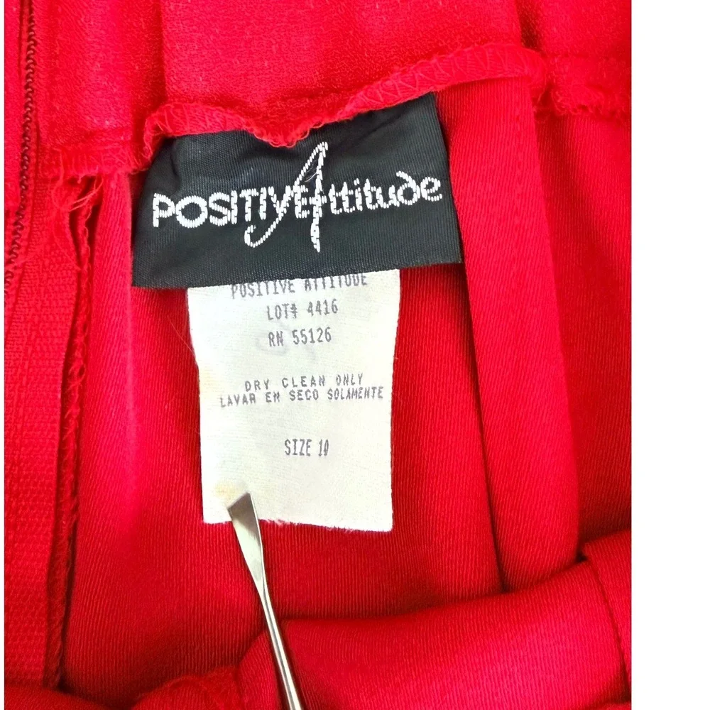 Vintage Red 2 Piece Pant Suit‎ Asymmetrical Button Blazer Pleated Trousers 1980s